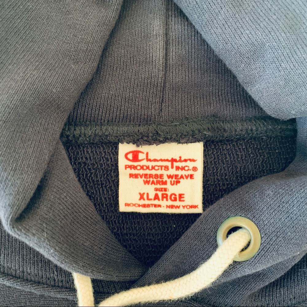 Champion Reverse Weave Logo Script Hoodie-Navy-XL - Picture 5 of 5
